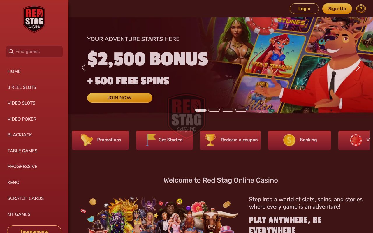 Red Stag Casino homepage screenshot
