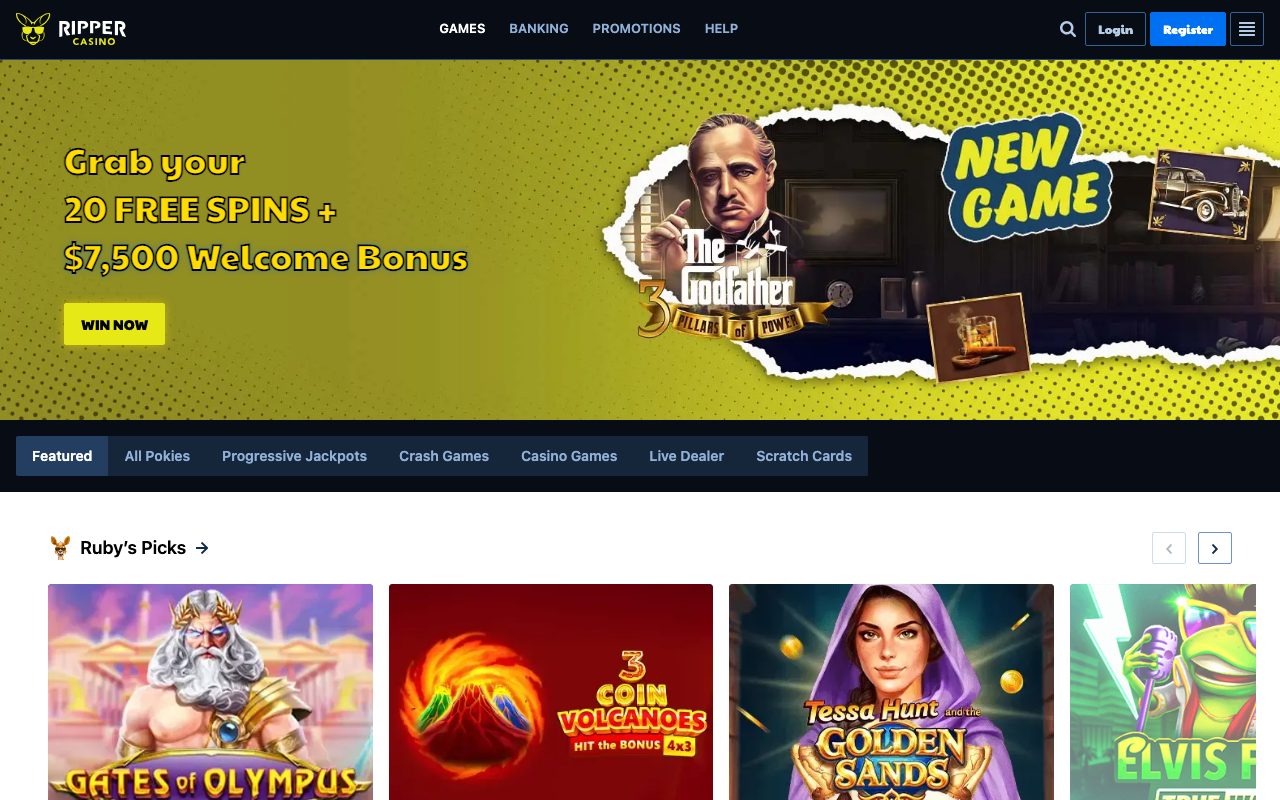 Ripper Casino homepage screenshot